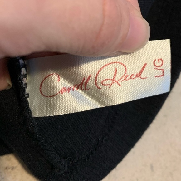 Vintage Carroll Reed Black Ribbed Tank Top Camisole Lace Floral Appliqué L/G - Picture 4 of 6